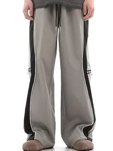 StyleCast x Revolte Men Striped Colourblocked Loose Fit Mid Rise Joggers Trousers