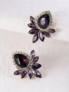 YouBella Gold-Plated Artificial Stones Studded Floral Studs