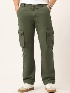 U.S. Polo Assn. Denim Co. Men Cotton Mid-Rise Classic Straight Fit Cargos Trousers