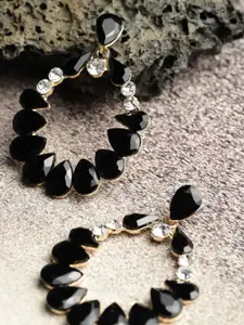 YouBella Gold-Plated Artificial Stones Studded Circular Drop Earrings