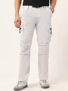 U.S. Polo Assn. Denim Co. Men Classic Straight Fit Pleated Mid-Rise Cargos Trousers