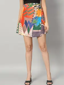 BRIJAL LAD Women Printed Linen A-Line Skirt