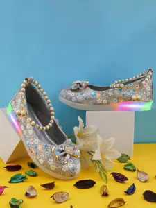 BAESD Girls Printed Party Open Toe Flats with Laser Cuts