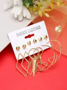 YouBella Set Of 6 Gold-Plated Contemporary Shaped Studs