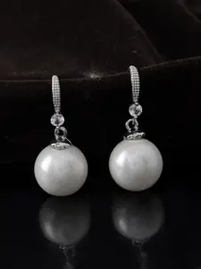 Silvermerc Designs Silver-Plated Spherical Shaped Pearl Studs Earrings