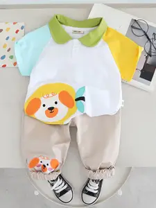 INCLUD Girls Embroidered Polo Collar T-Shirt With Joggers