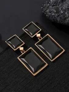 YouBella Gold-Plated Artificial Stones Studded Square Drop Earrings