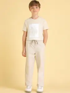 U.S. Polo Assn. Kids Boys Striped Relaxed Fit Cotton Trousers