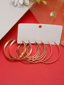 YouBella Set Of 3 Gold-Plated Contemporary Hoops Earrings