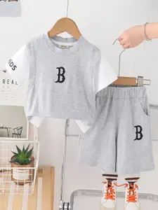 INCLUD Boys Typographic Printed T-shirt with Shorts