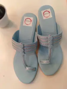 Dhaga Women Striped Block Heels Sandals