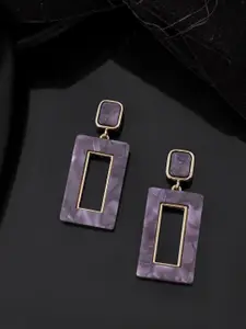 Silvermerc Designs Gold-Plated Geometric Shaped Artificial Stones Studded Drop Earrings