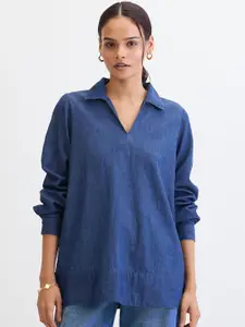 FEMMELLA Cotton Denim Shirt Style Top
