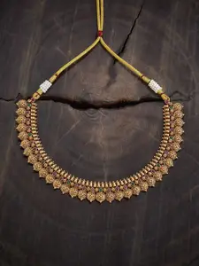 Kushal's Fashion Jewellery Gold-Plated Artificial Stones Studded Antique Necklace