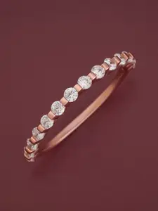 Kushal's Fashion Jewellery 92.5 Pure Silver Rose Gold-Plated Zircon Party Finger Ring