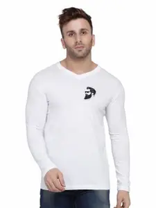 BEYOU FASHION Men V-Neck Extended Sleeves Pockets Slim Fit T-shirt