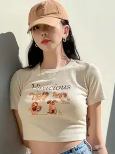 Sonic fashion Print Cotton Crop Top