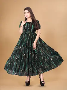 Anouk Print Puff Sleeve Georgette Maxi Dress