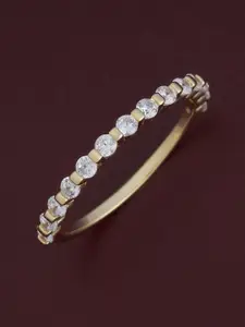 Kushal's Fashion Jewellery 92.5 Pure Silver Gold-Plated Zircon Party Finger Ring
