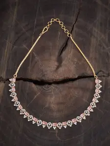 Kushal's Fashion Jewellery Rhodium Gold-Plated Cubic Zirconia Stone Studded Necklace