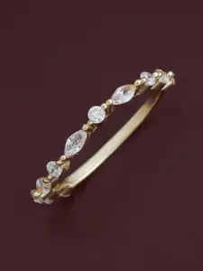 Kushal's Fashion Jewellery 92.5 Pure Silver Gold-Plated Zircon Party Finger Ring