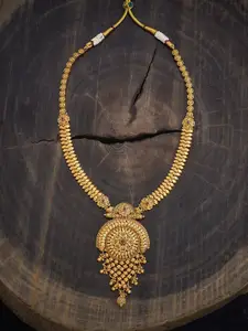 Kushal's Fashion Jewellery Gold-Plated Artificial Stones Studded Antique Necklace
