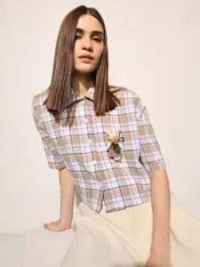 ONLY Women Boxy Checked Casual Shirt