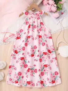 INCLUD Girls Floral Print Halter Neck A-Line Dress