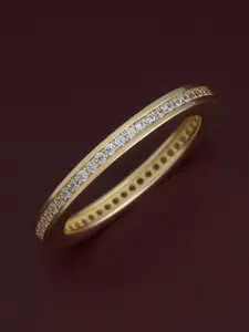 Kushal's Fashion Jewellery 92.5 Pure Silver Gold-Plated Zircon Party Finger Ring