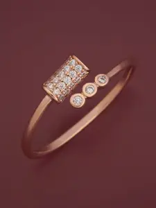 Kushal's Fashion Jewellery 92.5 Pure Silver Rose Gold-Plated Zircon Party Finger Ring