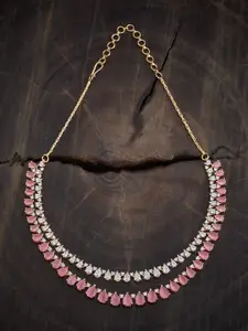 Kushal's Fashion Jewellery Rhodium Gold-Plated Cubic Zirconia Studded Layered Necklace