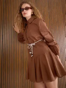 SASSAFRAS Balloon Sleeve Fit & Flare Shirt Dress