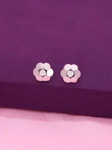 KAI JEWEL 92.5 Silver Rhodium-Plated Contemporary Cubic Zirconia Studded Studs