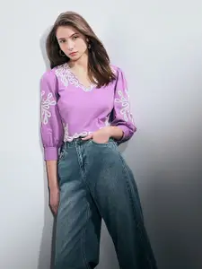 Vero Moda Embroidered Cotton Crop Top