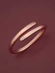 Kushal's Fashion Jewellery 92.5 Pure Silver Rose Gold-Plated Zircon Party Finger Ring
