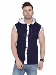 BEYOU FASHION Men Hooded Pockets Slim Fit T-shirt