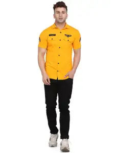 BEYOU FASHION Spread Collar Short Sleeves Cotton Casual Shirt