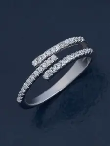 Kushal's Fashion Jewellery 92.5 Pure Silver Rhodium-Plated Zircon Party Finger Ring