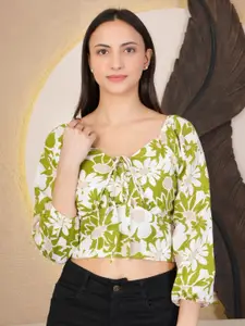 69 FASHION STREET Tie and Dye Print Bishop Sleeves Crop Top