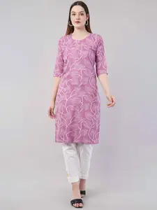 JIDI FASHION Floral Printed Round Neck Straight Kurta