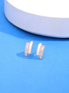 KAI JEWEL Sterling Silver Rose Gold Plated Contemporary Cubic Zirconia Studs