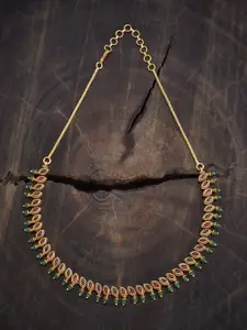 Kushal's Fashion Jewellery Gold-Plated Stone Studded Antique Necklace