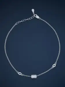 Kushal's Fashion Jewellery Rhodium-Plated Artificial Stones Anklet