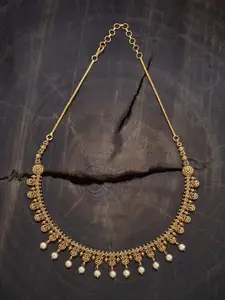 Kushal's Fashion Jewellery Copper Gold-Plated Artificial Stones & Beaded Antique Necklace