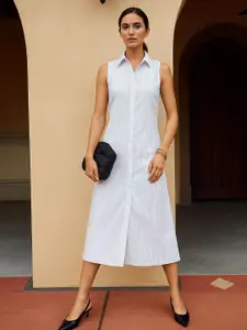 SASSAFRAS Print Shirt Midi Dress