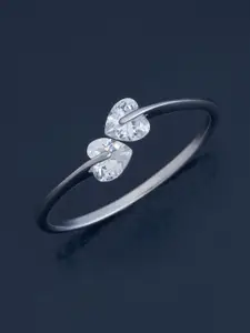 Kushal's Fashion Jewellery White 92.5 Pure Silver Rhodium-Plated Zircon Party Finger Ring