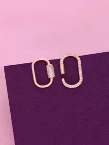 KAI JEWEL Sterling Silver Rose Gold Plated Contemporary Cubic Zirconia Studs