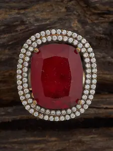 Kushal's Fashion Jewellery Ruby Victorian-Plated Party Zircon Finger Ring