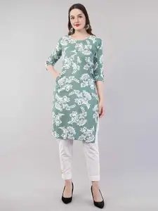 JIDI FASHION Floral Printed Round Neck Straight Kurta