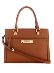 GUESS Brand Logo Embossed Structured Satchel